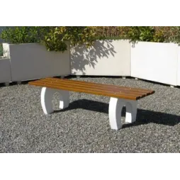 Banquette publique en béton armé Baobab avec assise lames de bois - Leader Equipements