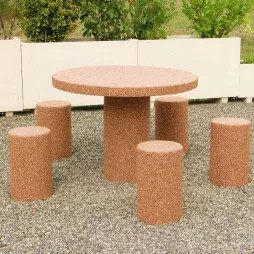 Table pique nique ronde en béton 5 places