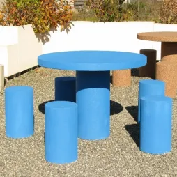 Table pique nique ronde en béton 5 places