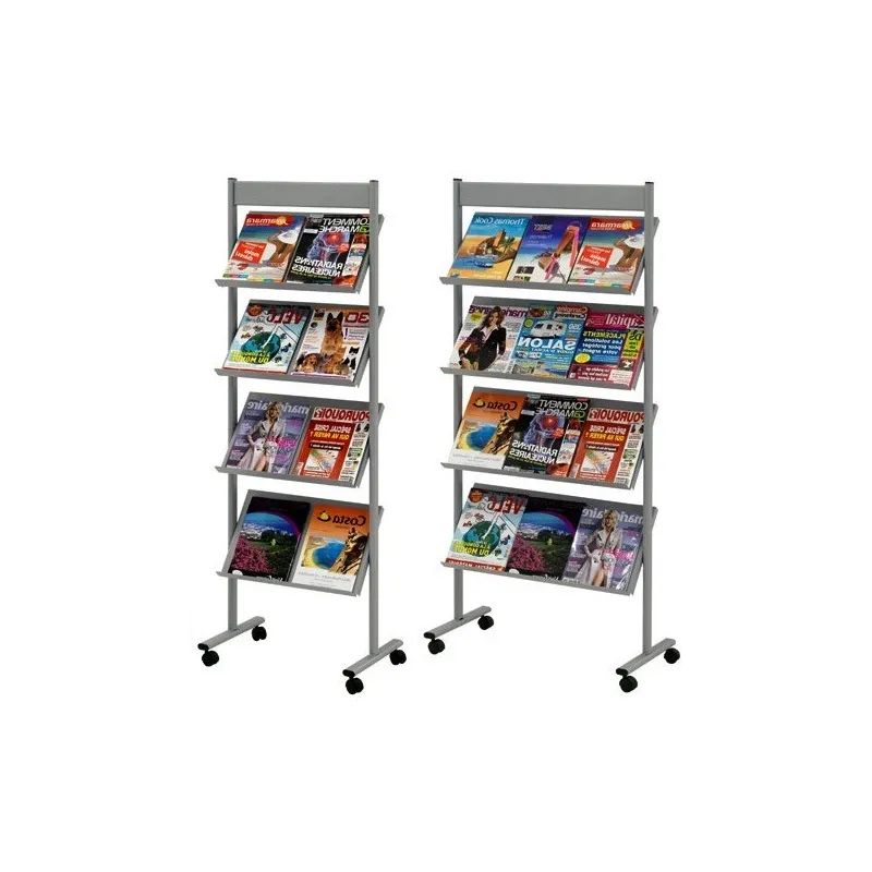 Présentoir à Brochures Pliable 4 Niveaux A4 Avec Roulettes Et Sac De Transport - Pour Expositions, Salons, Réceptions, Bureau - Support Métallique Robuste