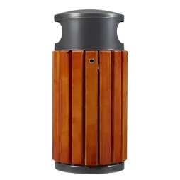 Poubelle urbain en bois et métal