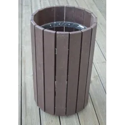 Poubelle Roussillon - lames en plastique recyclé - coloris marron - sans couvercle - Leader Equipements Poubelle Roussillon - lames en plastique recyclé - coloris marron - sans couvercle - Leader Equipements