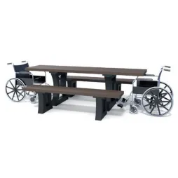  Table pique nique pour PMR - version 240 cm - plateau rallongé des deux côtés - en plastique recyclé California - Leader Equipe