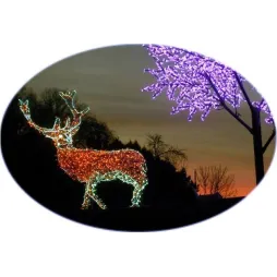 Décoration et illumination de Noël : cerf lumineux en 3D - en situation - Leader Equipements