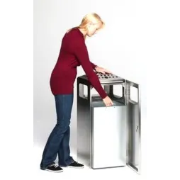 Cendrier avec poubelle cubique - détails corbeille - Leader Equipements