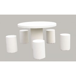 Visuel de la table pique nique ronde en béton 5 places version blanc naturel - Leader Equipements