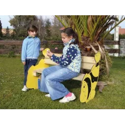 Visuel du banc ludique en bois et figurines latérales en stratifié Poissons - Leader Equipements