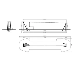 Structure jeu tyrolienne en bois 20 m avec plateforme détails techniques - Leader Equipements