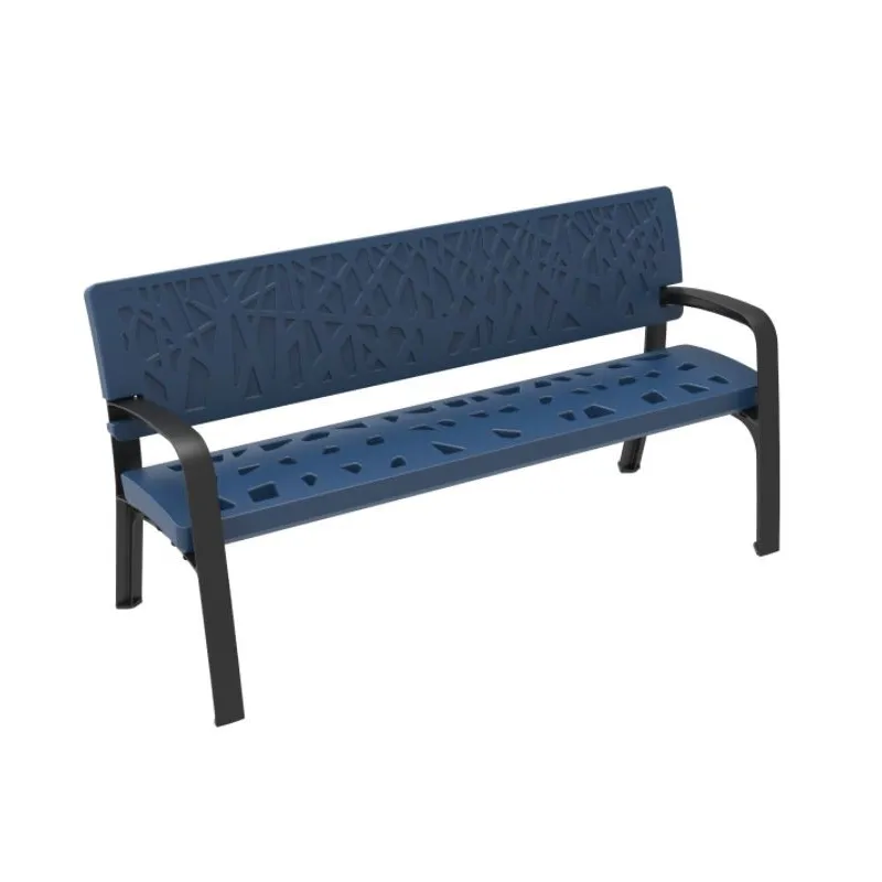 Banc public en polyéthylène Maverick design végétal - RAL 5004 - LEADER EQUIPEMENTS
