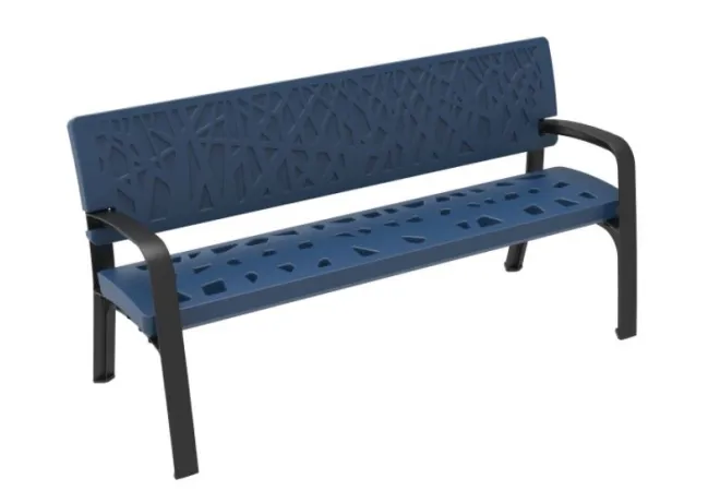 Banc public en polyéthylène Maverick design végétal - RAL 5004 - LEADER EQUIPEMENTS