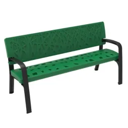 Banc public en polyéthylène Maverick design végétal - RAL 6029 - LEADER EQUIPEMENTS
