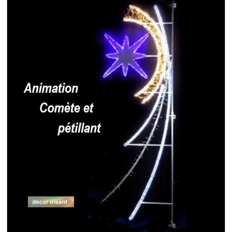Visuel de la Comète lumineuse animée et pétillante - Décoration de Noël pour poteau communal - Leader Equipements