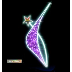 Visuel signature d'étoile décor lumineux et irisant - Décoration de Noël pour lampadaire - Leader Equipements
