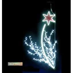 Décor pour ville lumineux de noël pour candélabre Étoile fleurie et rameaux - Leader Equipements