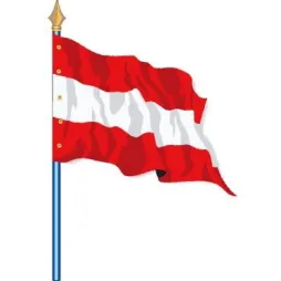 Visuel du Drapeau officiel de l'Autriche cloué sur hampe - Leader Equipements