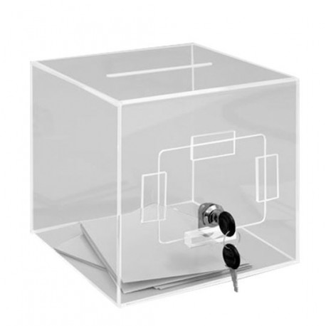 Visuel de l'urne de comptoir transparente avec trappe latérale - 400 bulletins - Leader Equipements