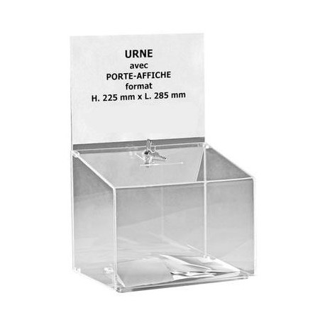 Visuel de l'urne pour bulletins de vote avec porte affiche et serrure - 500 bulletins
