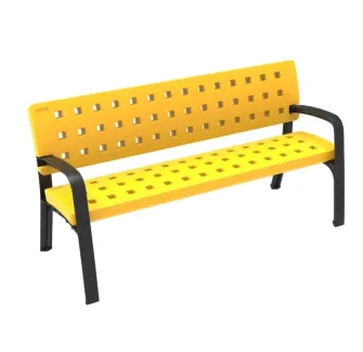 Visuel du banc extérieur en polyéthylène jaune