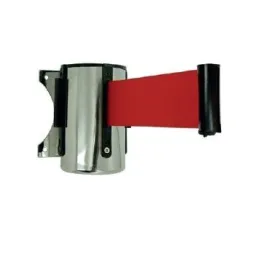 Enrouleur mural 2 m à sangle rouge avec platine de réception - Leader Equipements