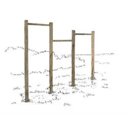 Barres fixes en bois et métal pour parcours santé