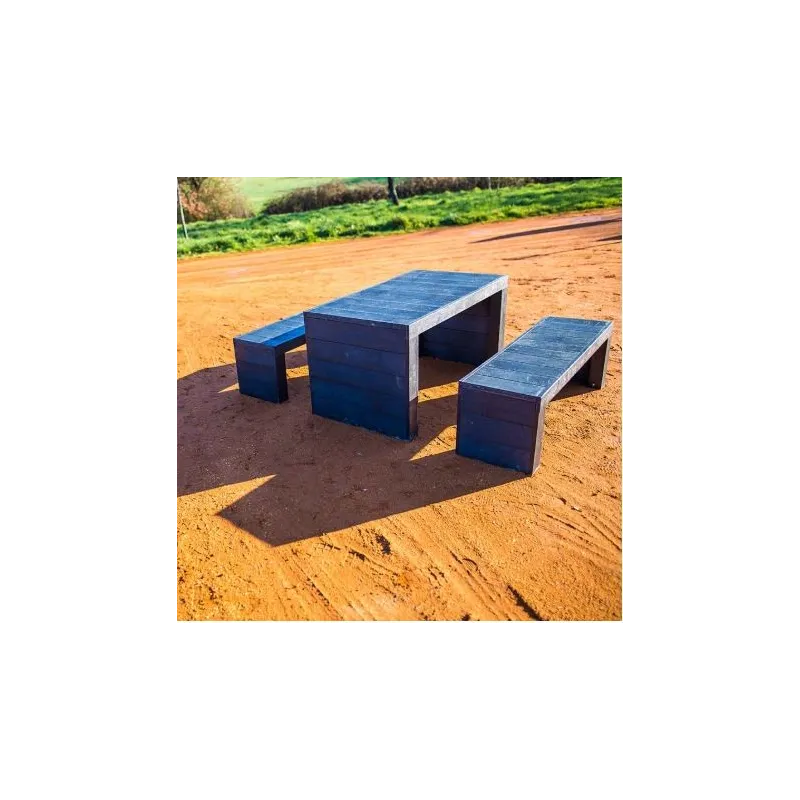 - Ensemble Table pique nique et bancs en recyclé modèle Cabourg - Leader Equipements 