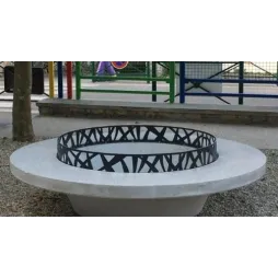 Bac à fleur urbain avec banc Ovni en béton - Leader Equipements