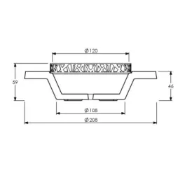 Dimensions du bac à fleur urbain avec banc Ovni en béton - Leader Equipements