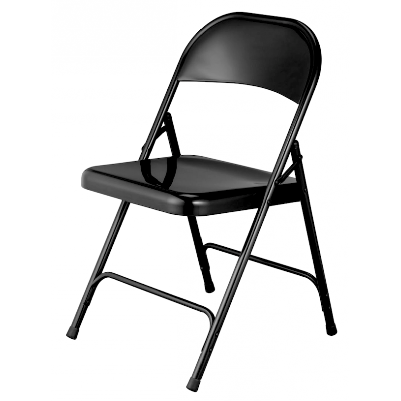 Chaise pliante en vinyle, Chaise pliante confortable, Chaise pliante noire