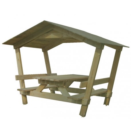 Table de picnic en bois avec toit
