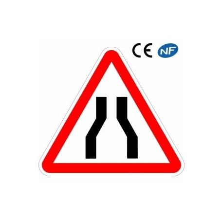 Panneau de signalisation indiquant une chaussée rétrécie (A3)