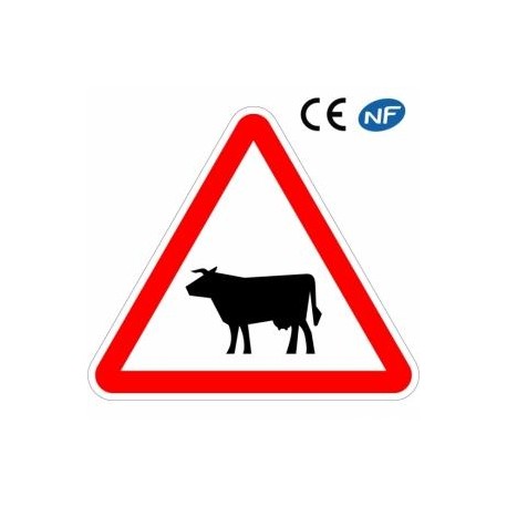 Panneau de circulation signalant un passage d'animaux domestiques fréquent (A15a1)