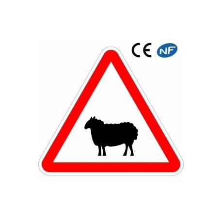 Panneau de circulation signalant une traversée d'animaux domestiques (A15a2)