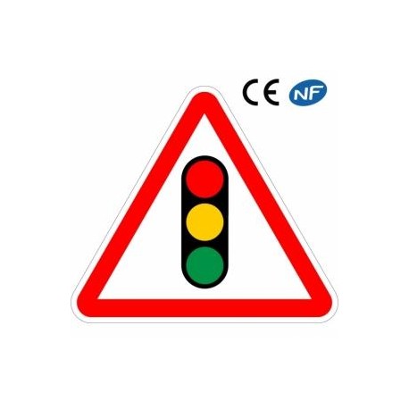 Panneau de route annonçant l'approche d'un feu tricolore (A17)