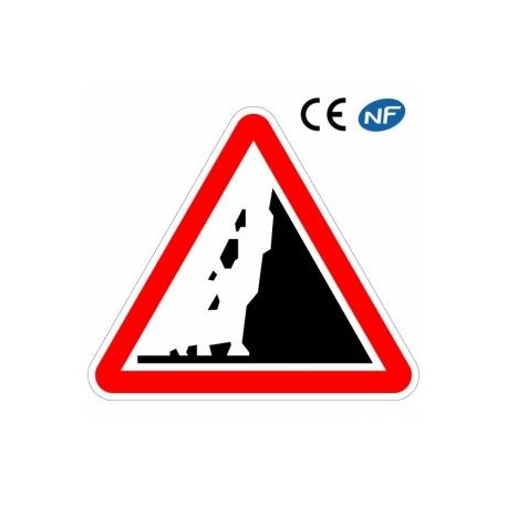 Panneau de circulation signalant des dangers dus aux chutes de pierres
