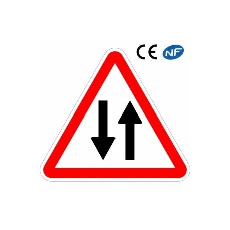 Panneau de route annonçant une circulation dans les deux sens (A18)