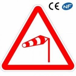 Panneau de signalisation annonçant un vent latéral fort (A24)