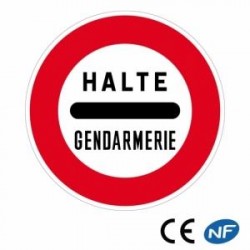 Panneau de circulation signalant un arrêt au poste de gendarmerie (B5a)