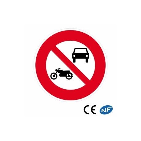 Panneau de route signalant un interdit aux véhicules à moteur (B7a)