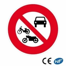 Panneau de signalisation indiquant un accès interdit à tous les véhicules à moteur (B7b)