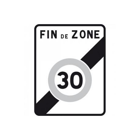 Panneau de route indiquant la fin d'une zone à 30 km/h B51