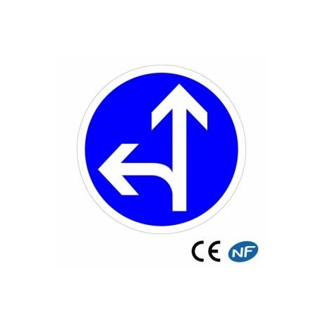 Panneau de route Code de la route Obligation d'aller tout droit ou tourner à gauche
