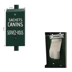 Distributeur de sacs à déjections du chien avec lamelle poussoir.