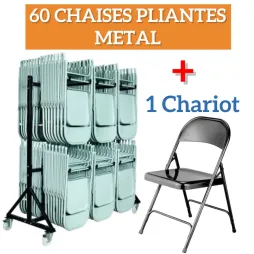 1 chariot pour chaises pliantes et ses 60 chaises