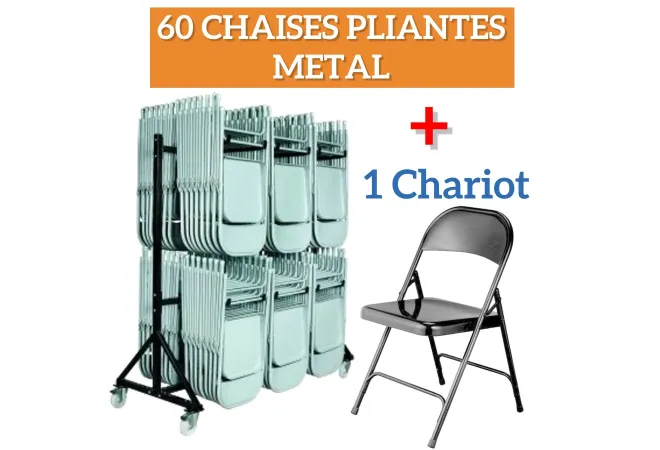 1 chariot pour chaises pliantes et ses 60 chaises