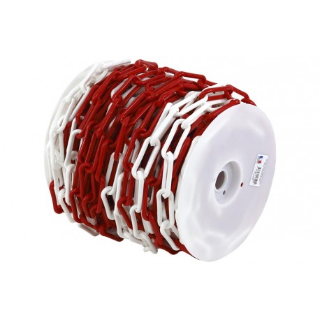 Bobine de chainette en plastique rouge et blanc