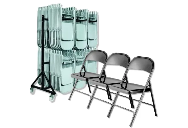 1 chariot pour chaises pliantes et ses 60 chaises
