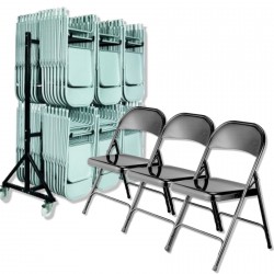 chaises pliantes en métal + 1 chariot pour professionnel du privé ou du public et pour collectivité