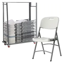 Lot de Chaises polychaise + Chariot de transport
