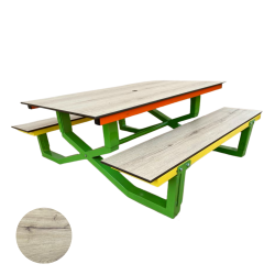 1 Table + 2 bancs yorten Jeu de 3 Pcs Mobilier de Pique-Nique en Bois Bois de pin imprégné Vert FSC 150 x 135 x 71,5 cm 