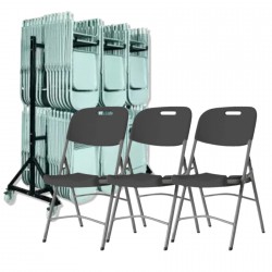 Lot "Grey Edition" - 60 chaises polypro pliantes et chariot